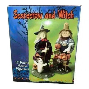 Brand: Brice
13" Fabric Mache Witch and Scarecrow Combination Figurine Set